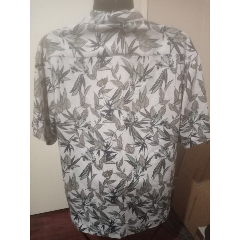 New Caribbean Roundtree & Yorke Silk Blend Gray Tropical Floral Camp Shirt XL - Picture 11 of 16